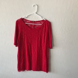 RED LACE BLOUSE BY SOHO! NWOT!